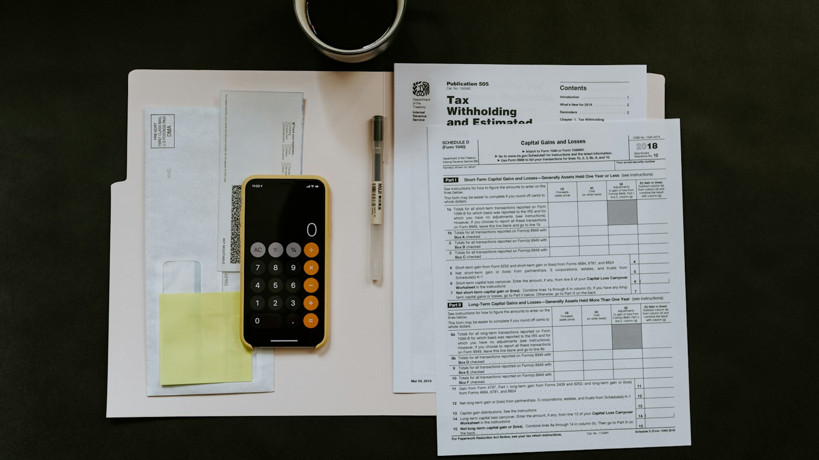 Calculatrice et documents financiers
