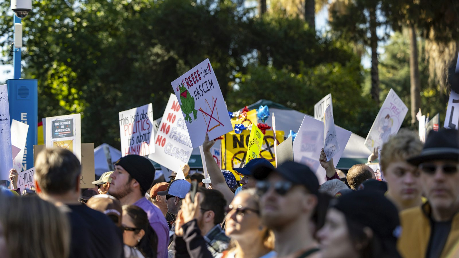 Jeunes manifestants brandissant des pancartes